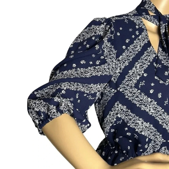 Y2K Nanette Lepore tiered,puff sleeve,floral,tie wrap,cut out,midi dress,sz 4, - Picture 8 of 15